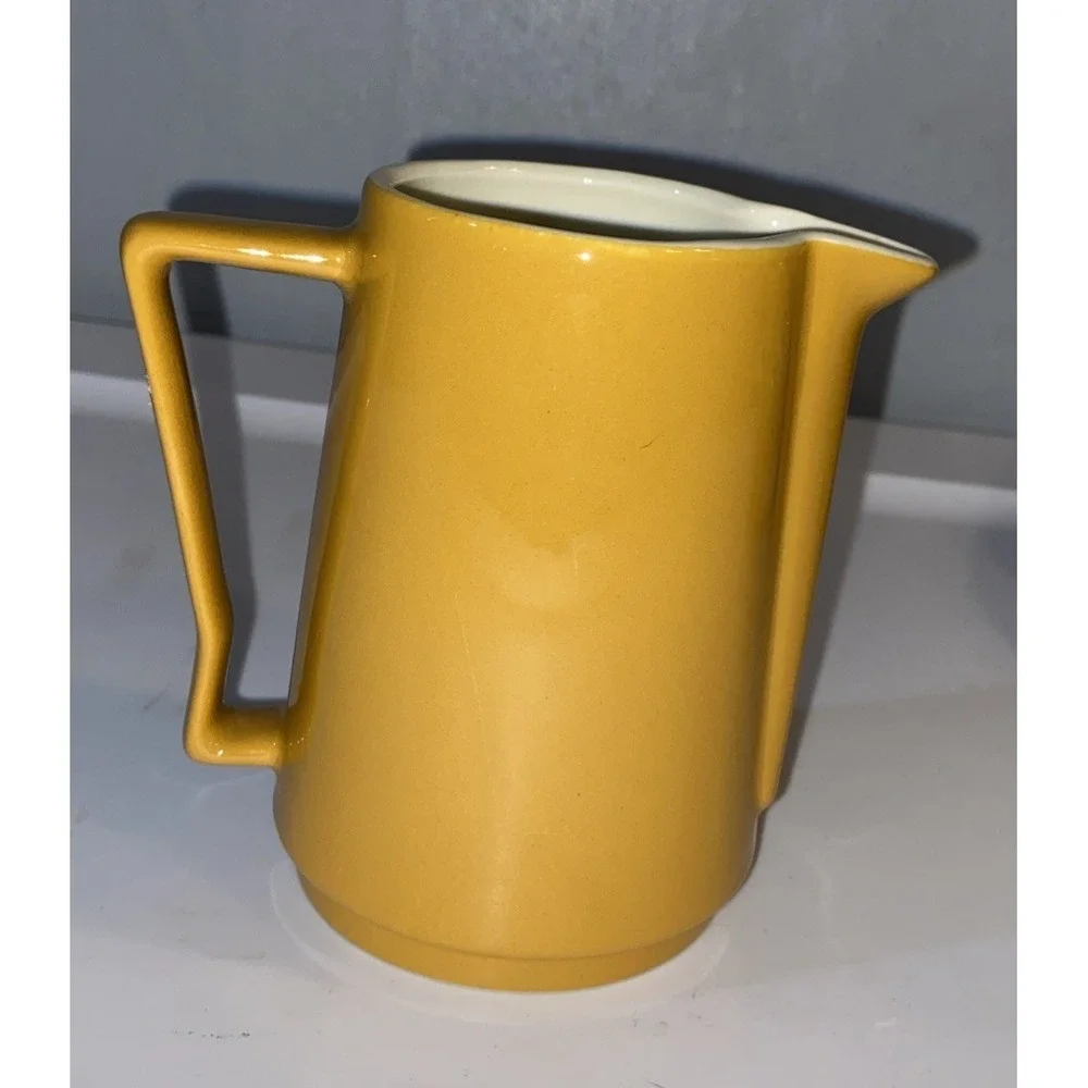 Vintage Creamer MCM 1970s Homer Laughlin Morocco Pattern Mustard & White